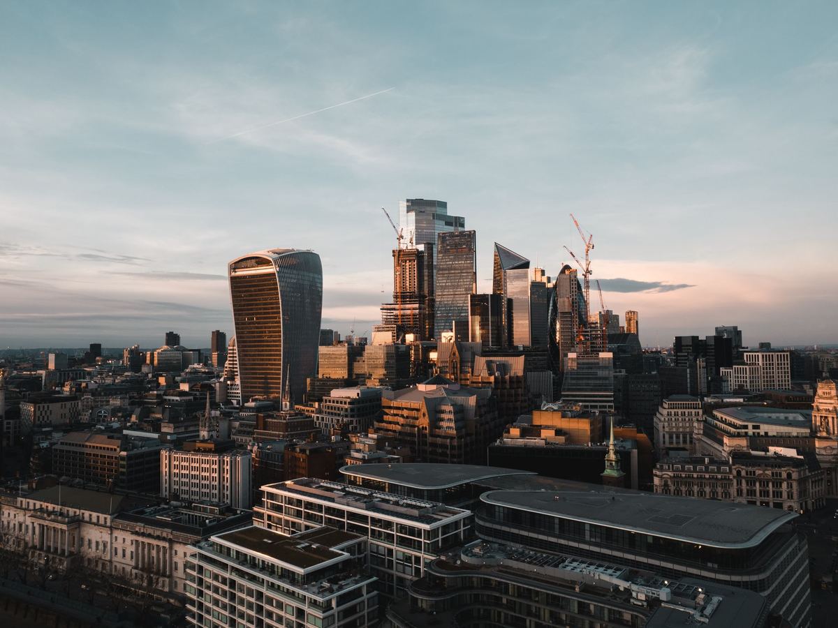 The City of London skyline at dusk