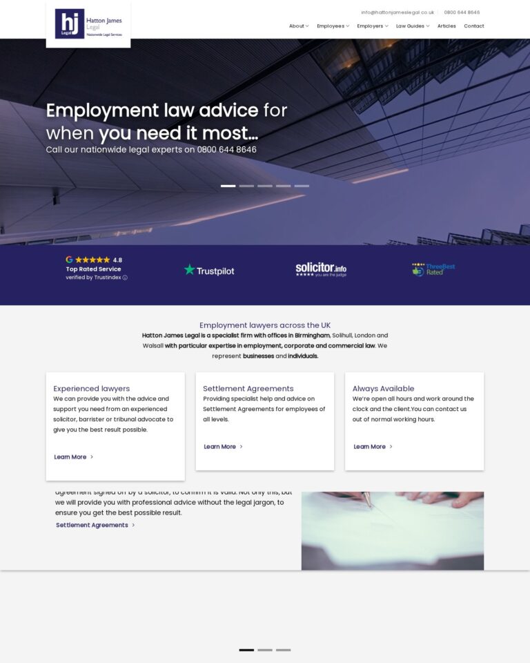 The Hatton James Legal website homepage